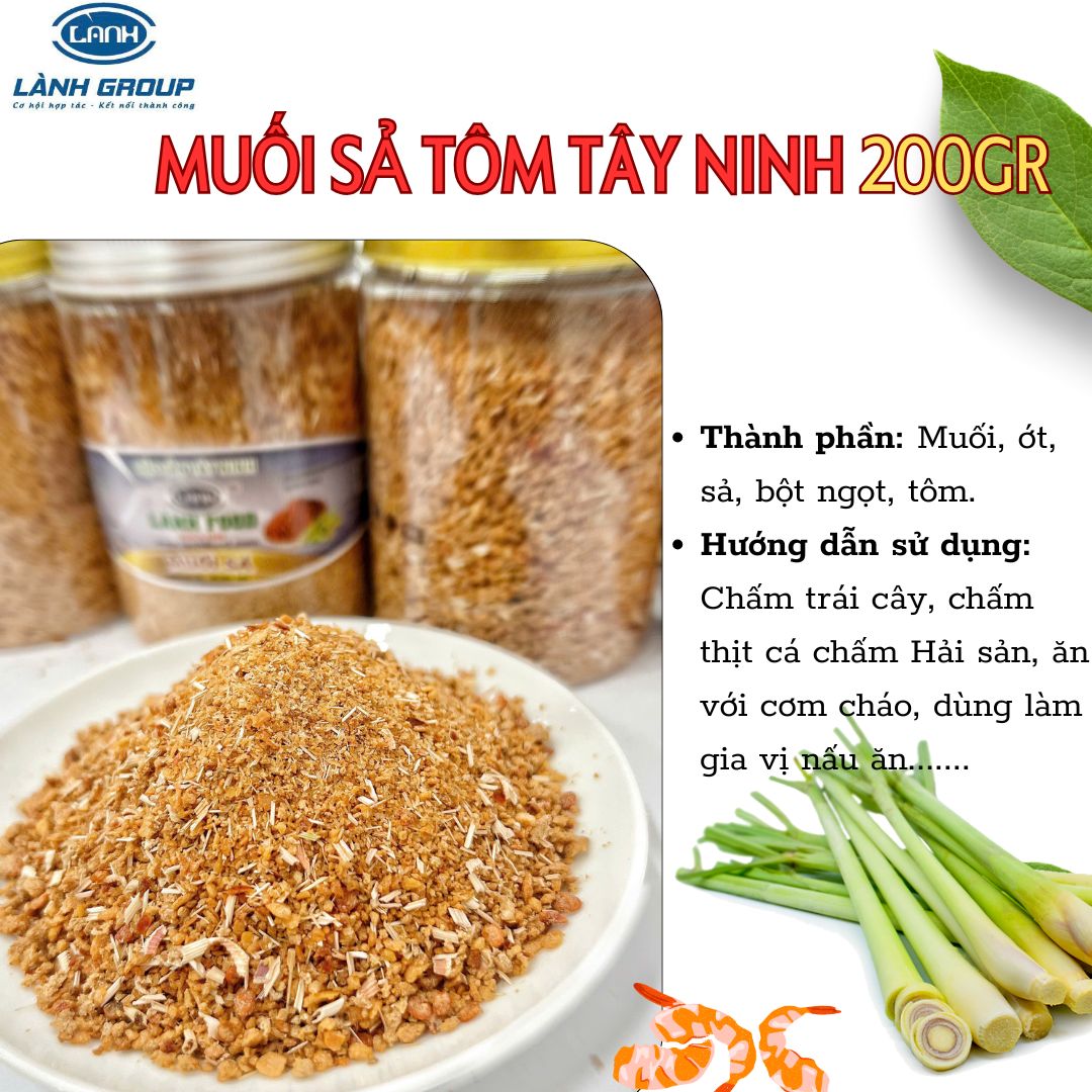 Muối Sả Tôm 200GR LÀNH FOOD – Gia Vị Rang Tay Chuẩn Tây Ninh, Thơm Lừng Mùi Sả – Đậm Đà Vị Tôm – Cay Nồng Quyện Hấp Dẫn