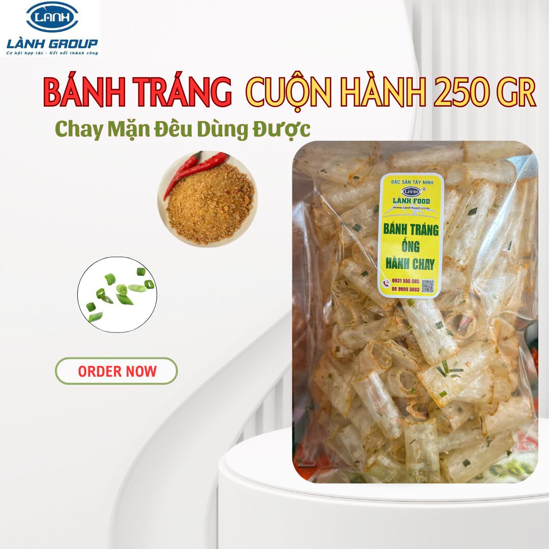 Bánh Tráng Cuộn Hành Chay 250GR LÀNH FOOD – Dẻo Mềm, Thơm Hành Tự Nhiên, Ăn Ngon Không Ngán – Món Ăn Vặt Thuần Chay Chuẩn Tây Ninh