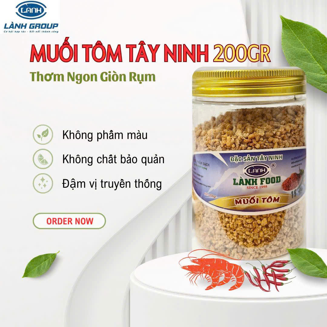 Muối Tôm Tây Ninh 200G – LÀNH FOOD | Rang Tay Truyền Thống, Không Phụ Gia